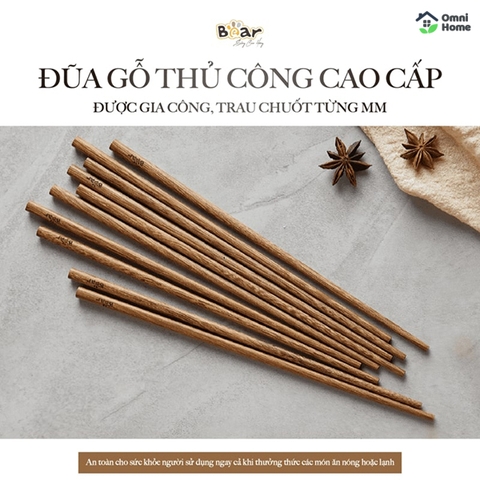 Bộ đũa gỗ thủ công Bear CX-E0103