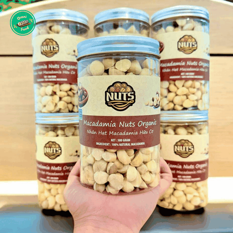 Nhân Hạt Macca Bóc Vỏ Nuts Organic Hộp 500g