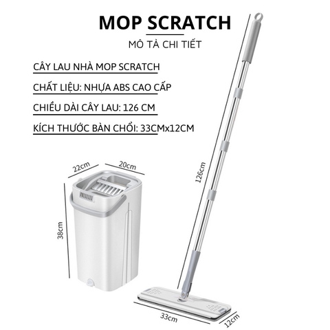Cây Lau Nhà Tự Vắt Thông Minh MOPScratch Chổi Lau Nhà Tự Vắt Thông Minh Bộ Lau Nhà 360 Độ