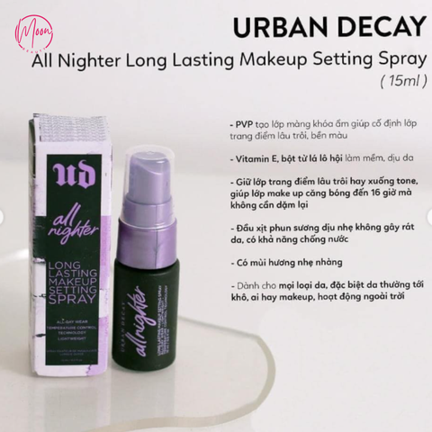 [MINI] XỊT KHÓA NỀN URBAN DECAY ALL NIGHTER SETTING SPRAY (TÍM / VÀNG) - BỀN MÀU 16H, KIỀM DẦU