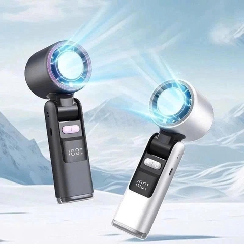 Quạt Cầm Tay Mini Sò Lạnh Cao Cấp, Pin Khủng 6000mAh, 199 Tốc Độ Gió, Màn Hình LED, Gập 90 Độ Để Bàn