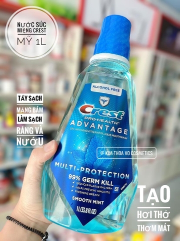 Nước súc miệng Crest Pro-Health Advantage - Smooth Mint 1L
