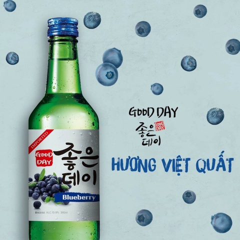 Rượu Soju Good Day 13.5% Chai 360ml Vị Việt Quất