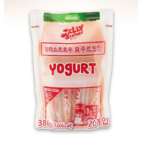 THẠCH QUE SỮA CHUA KIDSWELL JELLY STRAWS YOGURT 386G (TÚI 20 CÂY)