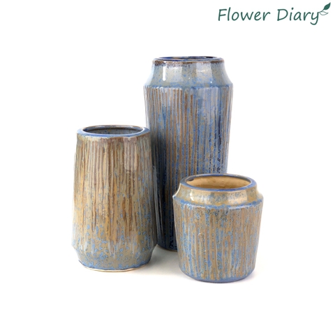 Bình cắm hoa men trổ M:10cm H:13cm|19cm|29cm