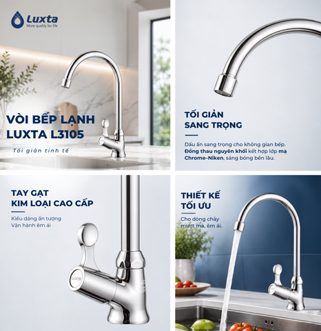Vòi Bếp Lạnh Luxta L3105 – Gọn Gàng, Bền Đẹp Cho Gian Bếp