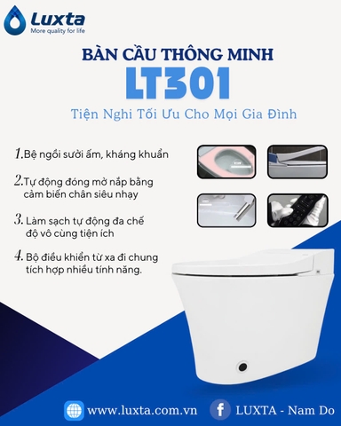 ✨ BÀN CẦU THÔNG MINH LUXTA LT301 - Tiện Nghi Tối Ưu Cho Mọi Gia Đình ✨ 