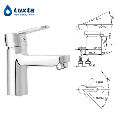 Vòi Lavabo Nóng Lạnh Luxta L1222