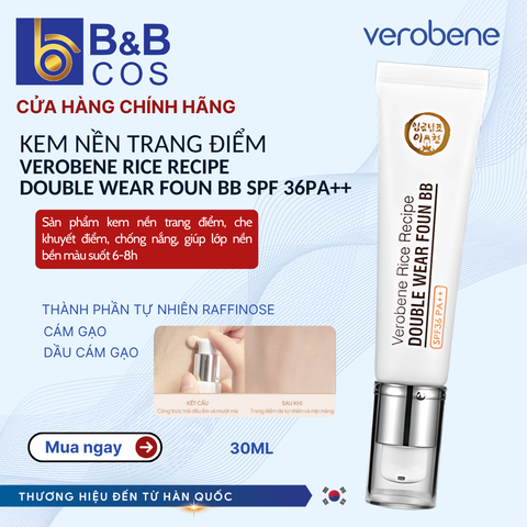 Kem Nền BB Rice Recipe SPF36 PA++ Verobene - Hàn Quốc