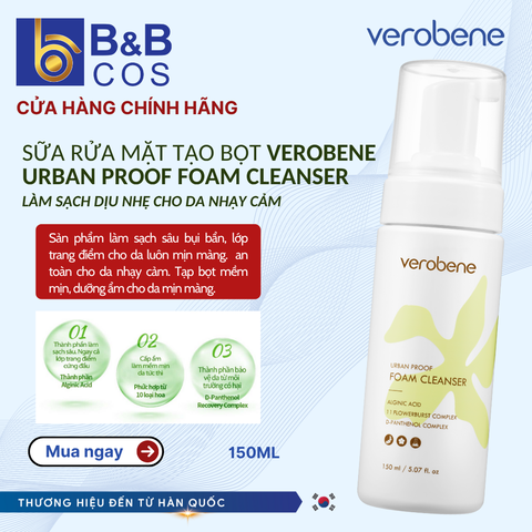 Sữa rửa mặt tạo bọt Verobene Urban Proof Foam Cleanser 150ml