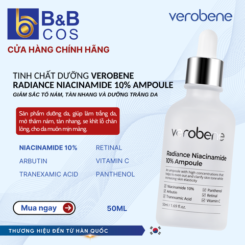 AMPOULE DƯỠNG TRẮNG, ỨC CHẾ SẮC TỐ NÁM VEROBENE RADIANCE NIACINAMIDE 10% AMPOULE 50ml