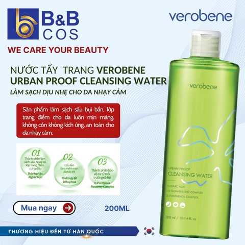 Nước tẩy trang Verobene Urban Proof Cleansing Water Hàn Quốc 300ml