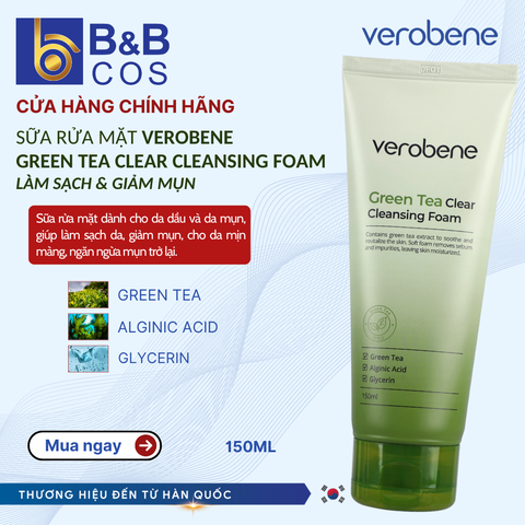 Sữa Rửa Mặt Trà Xanh Verobene - Hàn Quốc (Mẫu mới)