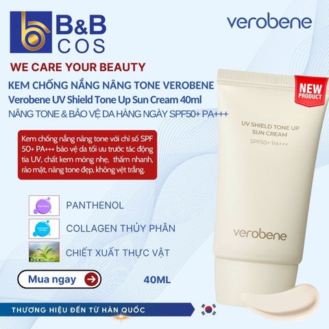KEM CHỐNG NẮNG NÂNG TONE VEROBENE UV SHIELD TONE UP SUN CREAM SPF50+ PA+++
