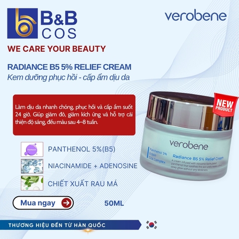 KEM DƯỠNG ẨM HỖ TRỢ PHỤC HỒI DA VEROBENE RADIANCE B5 5% RELIEF CREAM 50ML