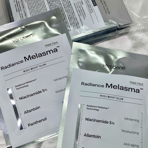 [1 GÓI 10 MIẾNG] MẶT NẠ CẤP ẨM VÀ DƯỠNG TRẮNG DA VEROBENE RADIANCE MELASMA MASK PACK 23g