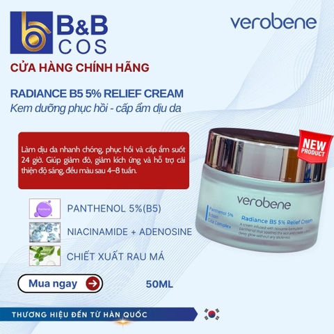 KEM DƯỠNG ẨM HỖ TRỢ PHỤC HỒI DA VEROBENE RADIANCE B5 5% RELIEF CREAM 50ML