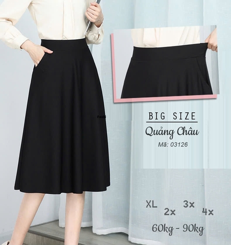 Váy công sở BIG SIZE dáng dài D1065- 2 Túi - 03126
