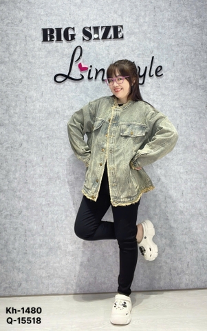 S-0030- 1480 Khoác Jean ko cổ tua 00280