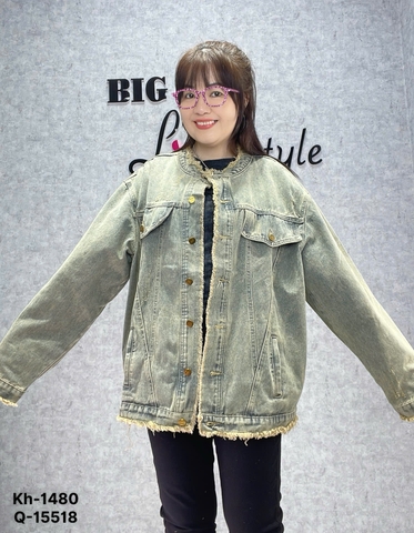 S-0030- 1480 Khoác Jean ko cổ tua 00280
