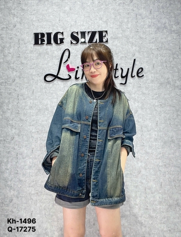 S-0030- 1496 Khoác Jean ko cổ 00280 ĐẬM