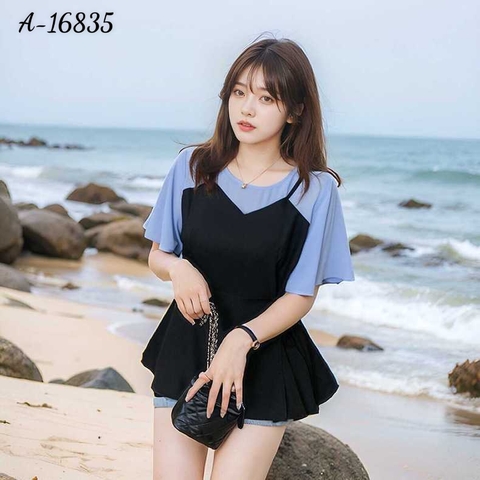 Áo kiểu BIGSIZE babydoll che bụng Tay Xanh - 16835