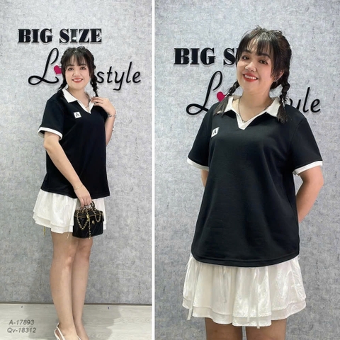 Áo Polo BIGSIZE Quảng Châu logo chữ A chất đẹp - ĐEN