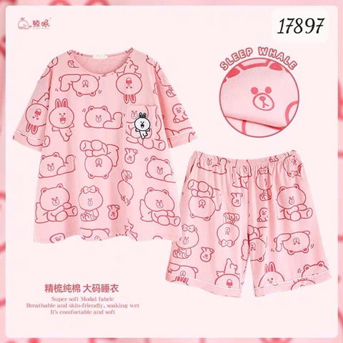 KHÔNG - Bộ đùi BIGSIZE QCCC thun cotton mịn đẹp loại 1 thấm hút mồ hôi tốt Tho- BROWN Ss.DAI - 17897 - HỒNG