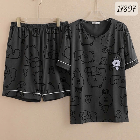 KHÔNG - Bộ đùi BIGSIZE QCCC thun cotton mịn đẹp loại 1 thấm hút mồ hôi tốt Tho- BROWN Ss.DAI - 17897- XÁM