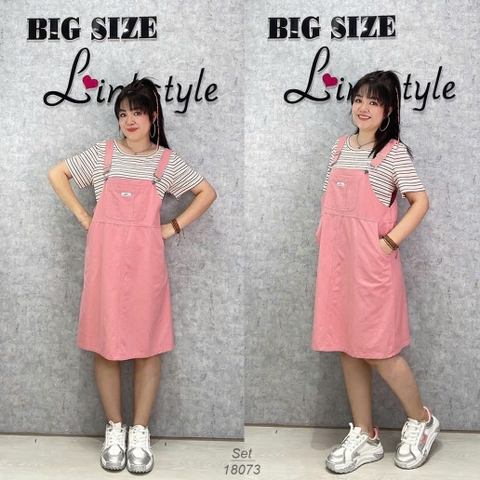 NEW.10- 18073 SY. Set A.sọc + yếm 00560 HỒNG