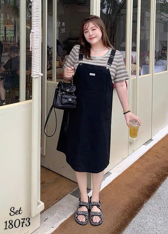 NEW.10- 18073 SY. Set A.sọc + yếm 00560 ĐEN
