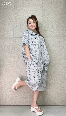 18152 Bộ lửng SL cổ sen Tho- tim -00387- XÁM - 6588