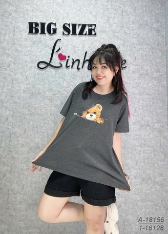 Áo thun BIGSIZE Quảng Châu size LỚN size ĐẠI hình G- k.éo lạ mắt - 18156 - XÁM