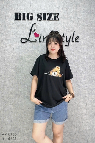 SALE-- Áo thun BIGSIZE Quảng Châu size LỚN size ĐẠI hình G- k.éo lạ mắt - 18156 - Đen