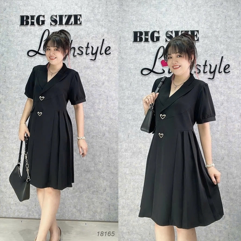 Đầm Vest BIGSIZE đi tiệc sang tong thiết kế 2 nút kiểu hình Tim sang trọng dáng A che bụng - 18165 - tiec