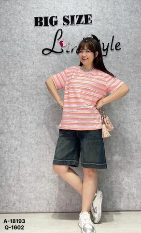 Áo thun BIGSIZE Quảng Châu kẻ Sọc sắc màu Ngọt Ngào dễ thương - 18193