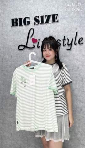 Áo thun BIGSIZE kẻ sọc logo G- thun cotton chất đẹp- 00261 - 18277