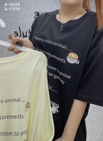 Áo thun BIGSIZE QCCC OVS OverSize chất đẹp chữ nhỏ ly cf - 18319