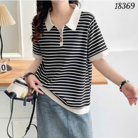 S-0020--18369 A.Polo sọc- 00288 - ĐEN