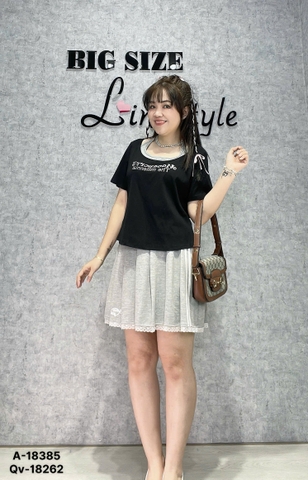 Áo thun BIGSIZE QCCC cổ yếm chất đẹp co giãn nhiều tôn sáng eo thon - 18385 - Đen