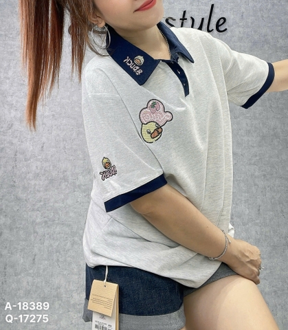 Áo thun polo BIGSIZE QC sọc LBB - 18389