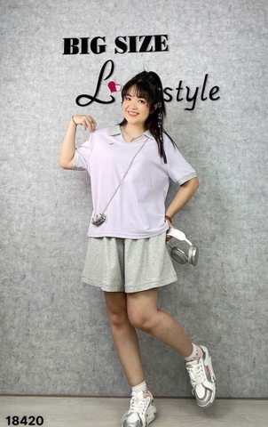 NEW.10- 18420 - Ss. Polo cổ V--00496- Tím