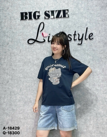 SALE-- Áo thun BIGSIZE Quảng Châu 00270 cổ tròn Kitty - 18429
