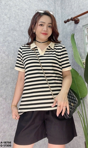 S-0030--18756 A.Polo sọc 00252 - ĐEN
