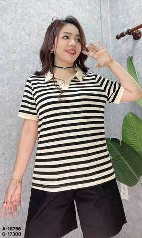 S-0030--18756 A.Polo sọc 00252 - ĐEN