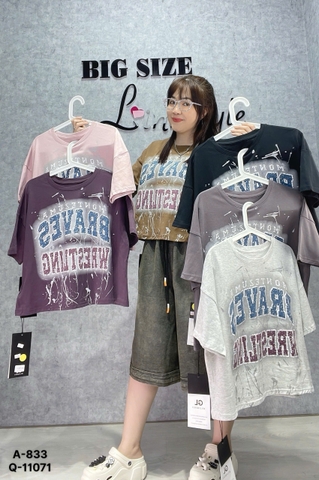 Áo  CROP chữ Ling  lửng BIGSIZE QCCC chất đẹp - 833