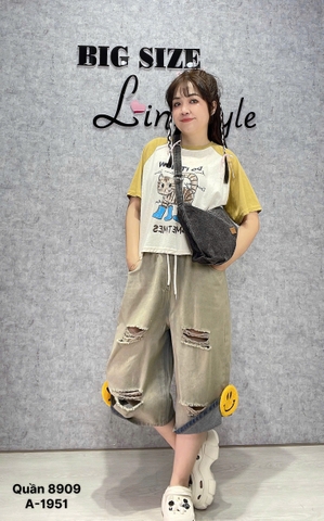 8909 - Q.Jean lửng LT rách cười-  000384