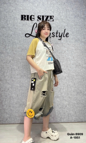 8909 - Q.Jean lửng LT rách cười-  000384