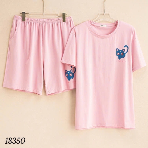 Bộ đùi màu trơn BIGSIZE QCCC chất mịn đẹp co giãn mặc mát logo Meo- 18350 - Hồng