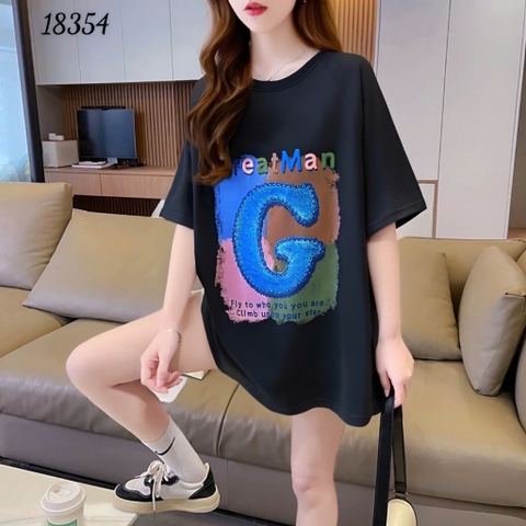 Áo thun BIGSIZE QC OVS OverSize chữ G chất co giãn mặc mát - 18354